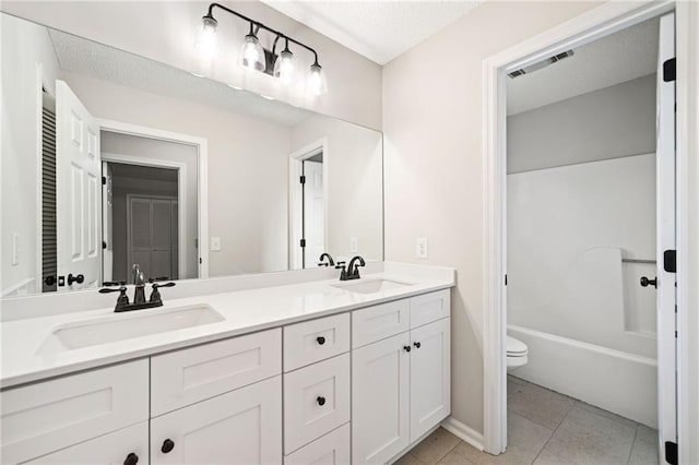 2279 Jerusalem Church Rd, Jasper, GA 30143 - full bathroom featuring shower / bathtub combination, vanity, toilet, and tile patterned floors