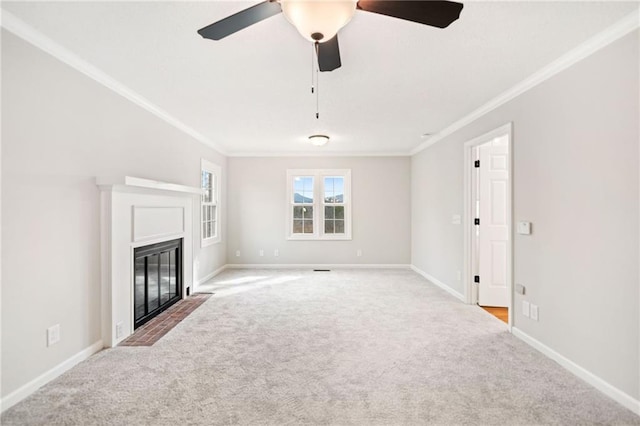 2279 Jerusalem Church Rd, Jasper, GA 30143 - unfurnished living room featuring ceiling fan, crown molding, and carpet floors