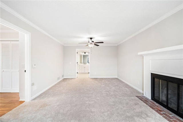 2279 Jerusalem Church Rd, Jasper, GA 30143 - unfurnished living room featuring ceiling fan, ornamental molding, and carpet flooring