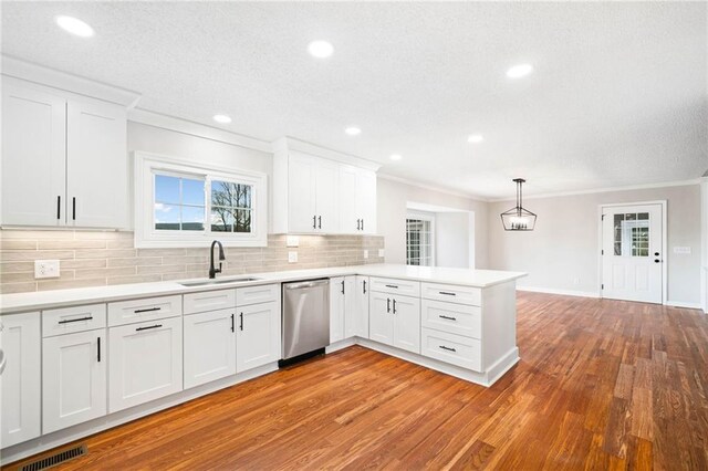 2279 Jerusalem Church Rd, Jasper, GA 30143 - kitchen featuring white cabinets, kitchen peninsula, dishwasher, and sink