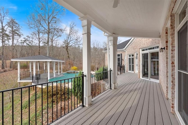 deck featuring a gazebo