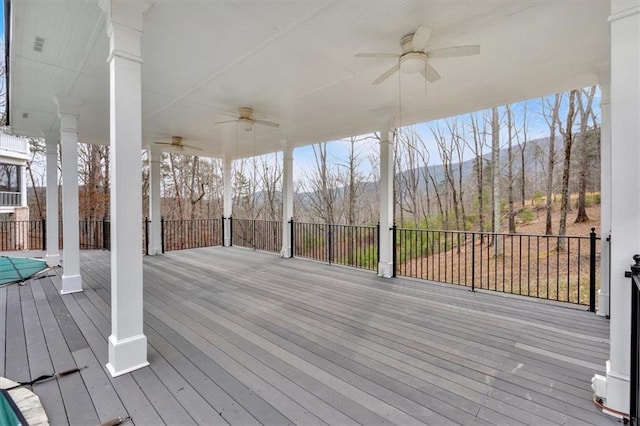 deck featuring a ceiling fan