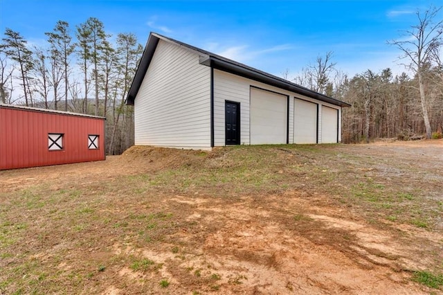 view of detached garage