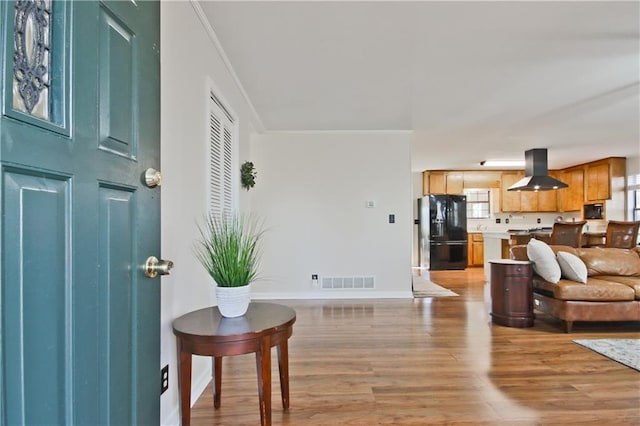 living room featuring light wood-type flooring