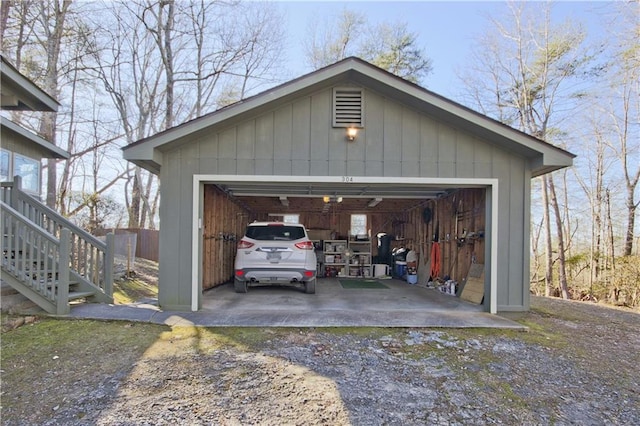 view of garage