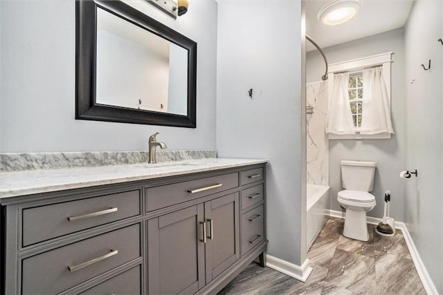 full bathroom with vanity, toilet, and tub / shower combination