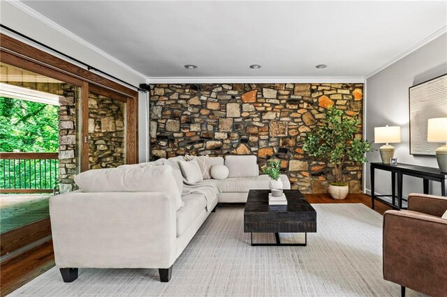 1075 Winding Branch Ln, Atlanta, GA 30338 - living room with ornamental molding and wood finished floors