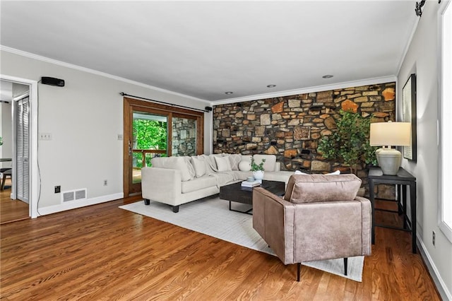 1075 Winding Branch Ln, Atlanta, GA 30338 - living room with crown molding, wood finished floors, and baseboards