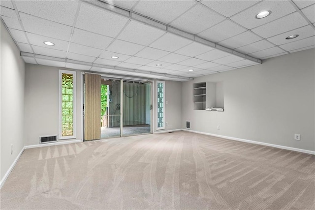 1075 Winding Branch Ln, Atlanta, GA 30338 - carpeted empty room with baseboards, a drop ceiling, and recessed lighting