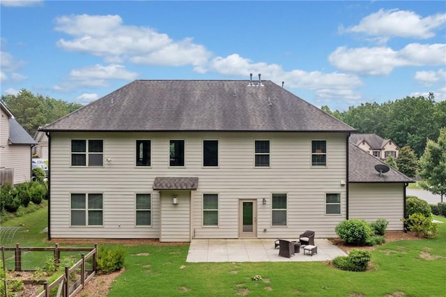 4460 Hunters Walk Way, Cumming, GA 30028 - rear view of property featuring a patio, a yard, and roof with shingles