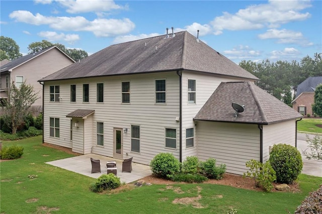 4460 Hunters Walk Way, Cumming, GA 30028 - back of property featuring a patio, a lawn, and roof with shingles