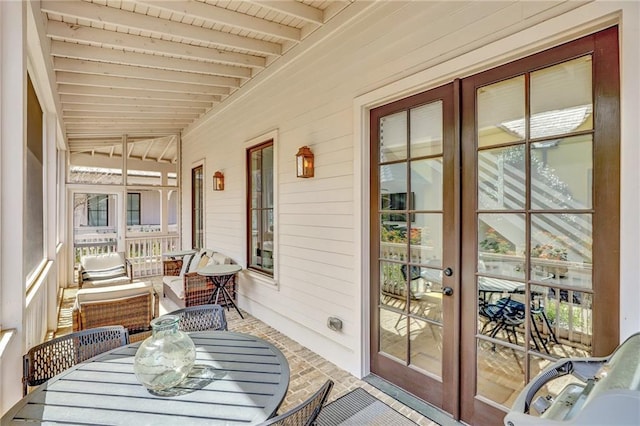 150 Ray Way, Chattahoochee Hills, GA 30268 - sunroom / solarium with french doors and outdoor dining space