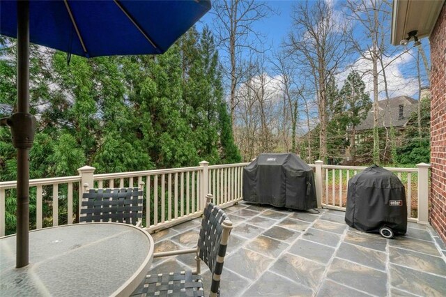 view of patio with outdoor dining area and a grill