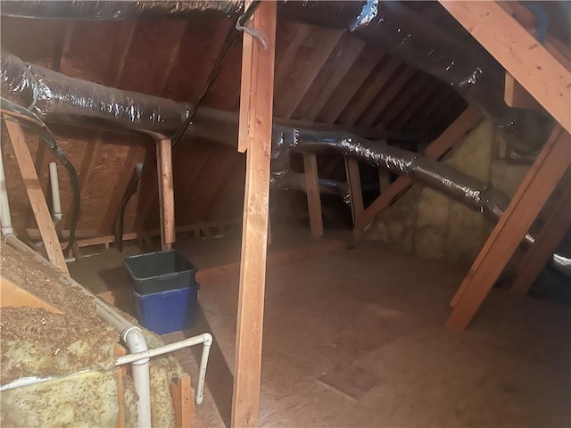 view of unfinished attic