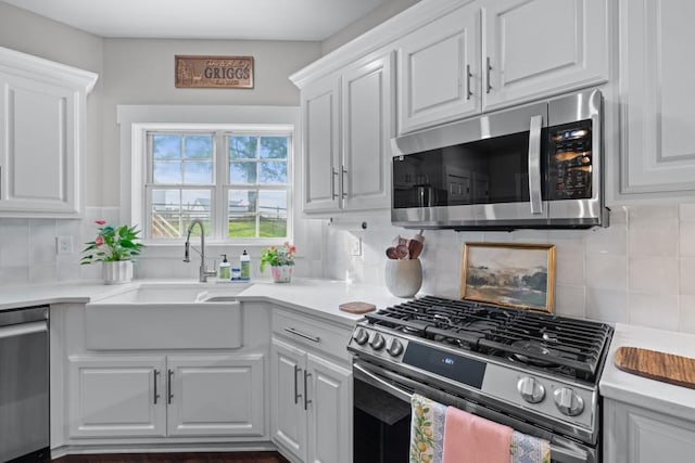 300 Olde Wick Trl, Hoschton, GA 30548 - kitchen featuring appliances with stainless steel finishes, a sink, white cabinets, and decorative backsplash