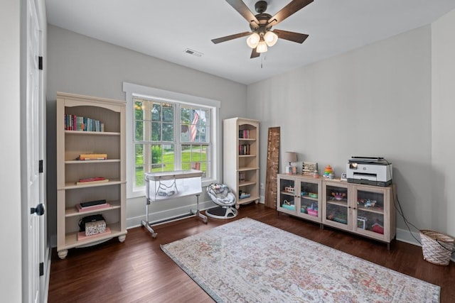 300 Olde Wick Trl, Hoschton, GA 30548 - playroom featuring ceiling fan, wood finished floors, and baseboards