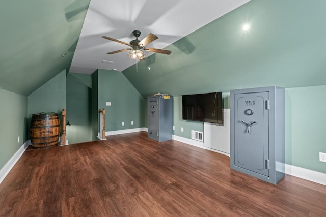 300 Olde Wick Trl, Hoschton, GA 30548 - additional living space with wood finished floors, a ceiling fan, lofted ceiling, and baseboards