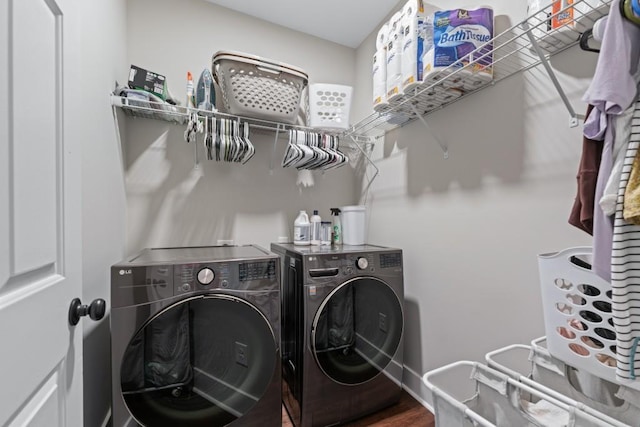 300 Olde Wick Trl, Hoschton, GA 30548 - laundry room with separate washer and dryer and wood finished floors