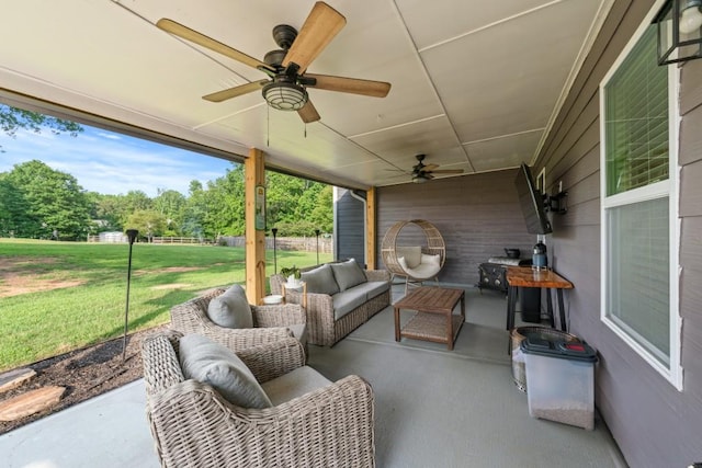 300 Olde Wick Trl, Hoschton, GA 30548 - view of patio with ceiling fan and an outdoor living space