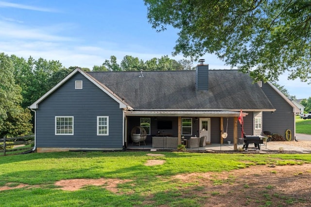 300 Olde Wick Trl, Hoschton, GA 30548 - rear view of house with a patio area, an outdoor living space, and a chimney