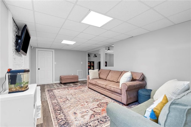 75 Auburn Rd, Auburn, GA 30011 - living room featuring wood finished floors and a drop ceiling
