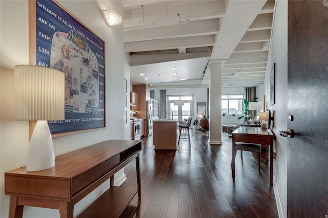 entrance foyer featuring dark hardwood / wood-style flooring