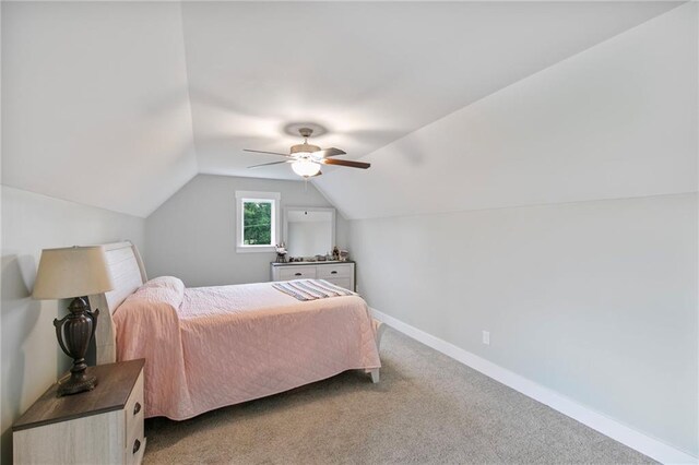 340 Taylor Path, Dallas, GA 30157 - carpeted bedroom with a ceiling fan, baseboards, and lofted ceiling