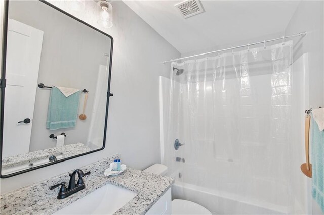 340 Taylor Path, Dallas, GA 30157 - full bathroom featuring visible vents, toilet, vanity, and shower / bath combo
