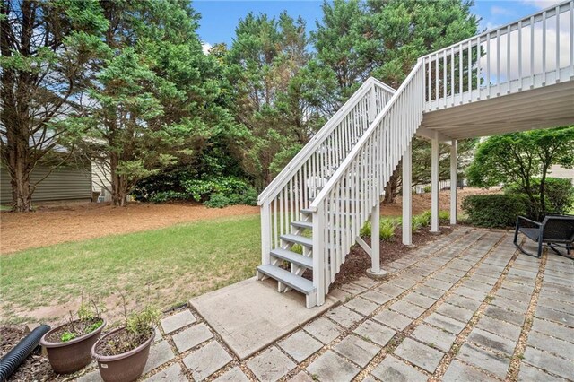 200 Glen Wood Pl, Canton, GA 30114 - view of patio featuring stairway and a wooden deck
