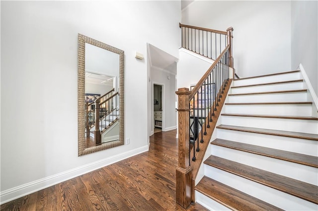200 Glen Wood Pl, Canton, GA 30114 - stairs with wood finished floors and a towering ceiling