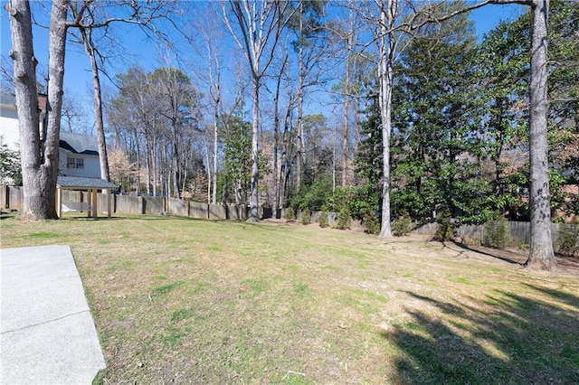 view of yard featuring fence