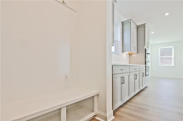 4212 Adler Cir, Buford, GA 30519 - mudroom featuring baseboards, light wood-style flooring, and recessed lighting
