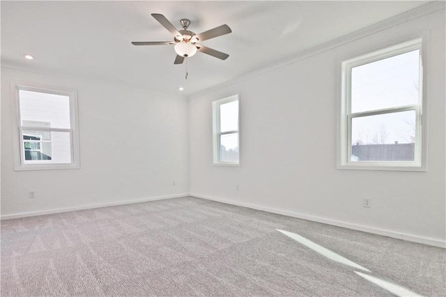 4212 Adler Cir, Buford, GA 30519 - spare room with crown molding, baseboards, recessed lighting, a ceiling fan, and carpet floors