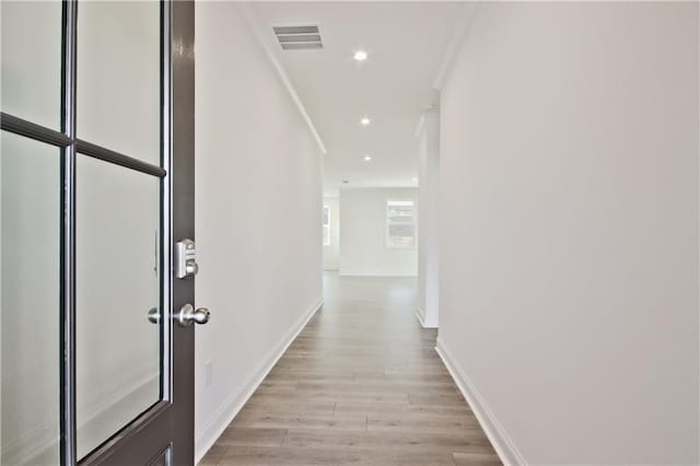 4212 Adler Cir, Buford, GA 30519 - corridor with baseboards, visible vents, recessed lighting, and light wood-type flooring