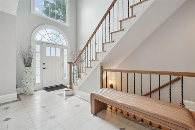 foyer with a high ceiling