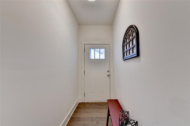 doorway featuring wood-type flooring