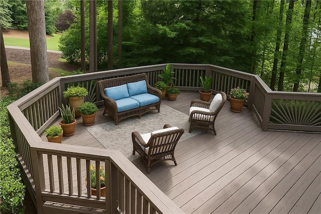 5040 Harrington Rd, Johns Creek, GA 30022 - wooden deck featuring an outdoor living space