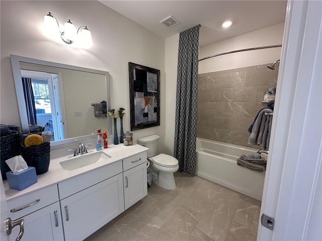 1802 Bonica Xing Unit 1802, Cumming, GA 30040 - full bath featuring toilet, marble finish floor, visible vents, vanity, and shower / bath combo
