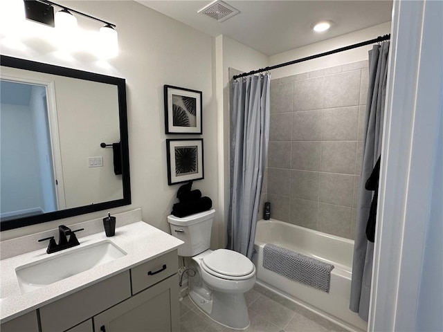 1802 Bonica Xing Unit 1802, Cumming, GA 30040 - full bath featuring toilet, vanity, visible vents, tile patterned flooring, and shower / bathtub combination with curtain