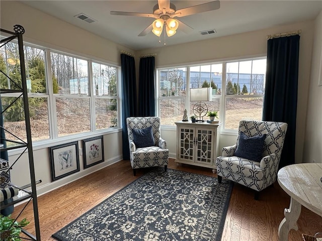 1802 Bonica Xing Unit 1802, Cumming, GA 30040 - living area featuring ceiling fan, baseboards, visible vents, and wood finished floors