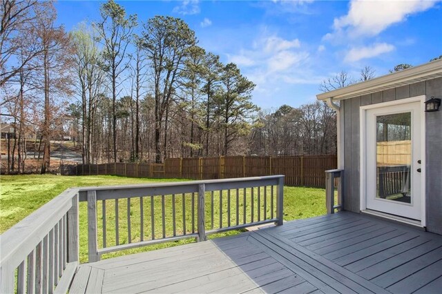 1833 Lost Mountain Rd, Powder Springs, GA 30127 - wooden terrace with a fenced backyard and a yard
