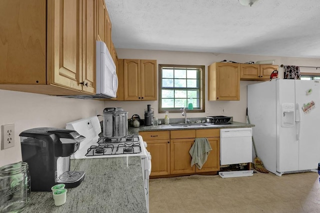 504 Rock Meadow Dr, Stone Mountain, GA 30088 - kitchen featuring white appliances and a textured ceiling