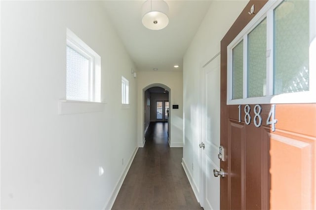 hall featuring dark hardwood / wood-style flooring