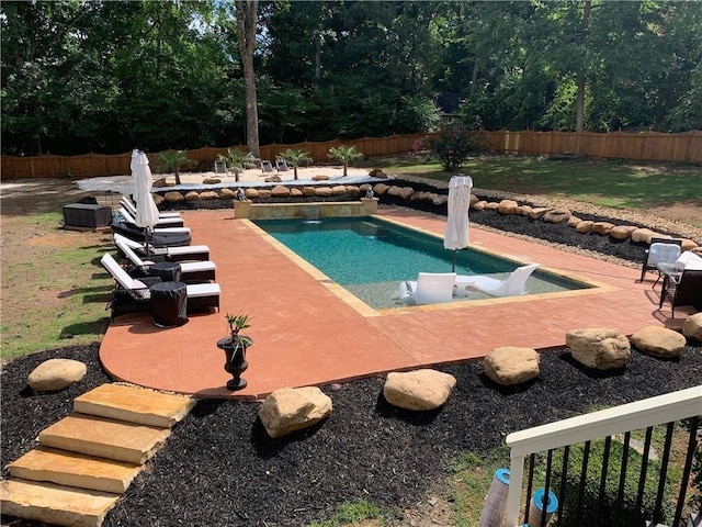 view of swimming pool with a patio