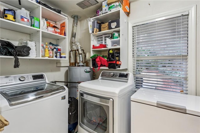 laundry room featuring independent washer and dryer and gas water heater