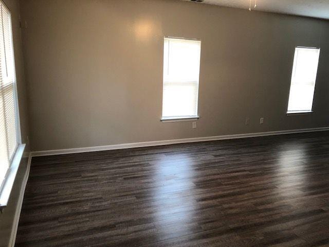 empty room featuring dark hardwood / wood-style flooring