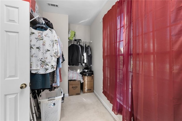 spacious closet featuring carpet flooring