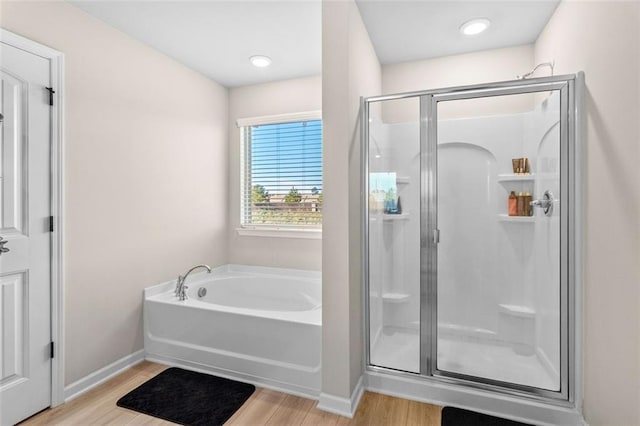 bathroom with plus walk in shower