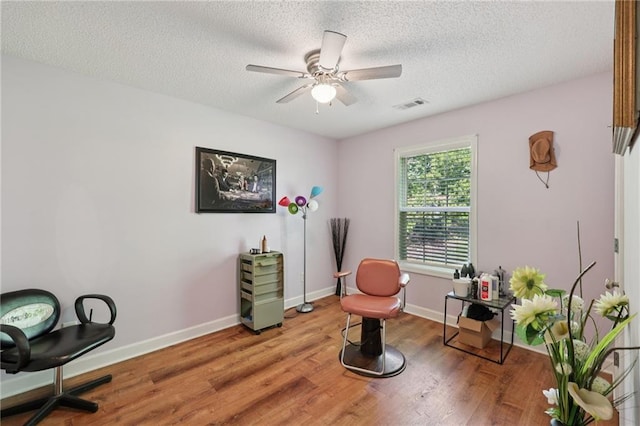 64 River Mist Cir, Jefferson, GA 30549 - home office featuring a ceiling fan, wood finished floors, and a textured ceiling