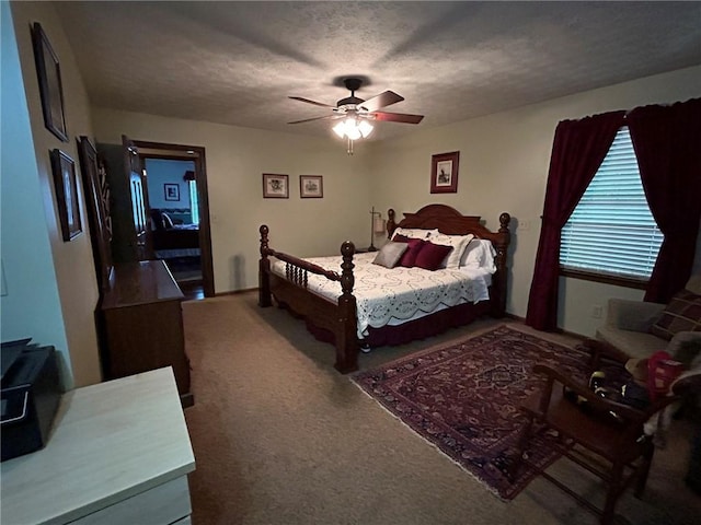 bedroom featuring carpet floors and ceiling fan